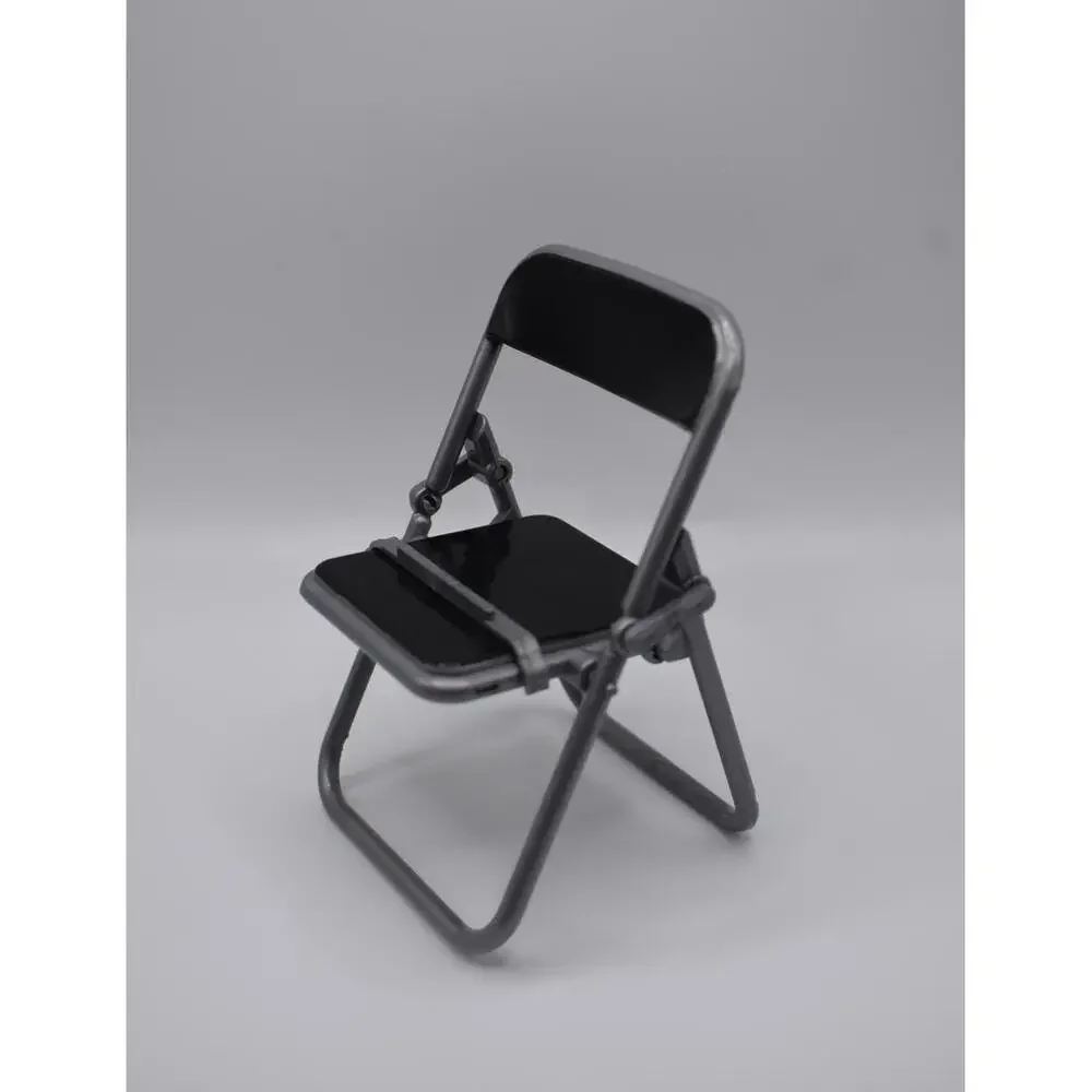 Mini Folding Chair Phone Stand, Black & Silver Novelty Holder